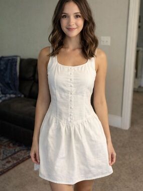 Wild Fable White Dress with Front Buttons